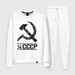 Костюм хлопковый женский Серп и молот черный, цвет: белый