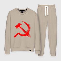 Костюм хлопковый женский Sickle and hammer red paint, цвет: миндальный