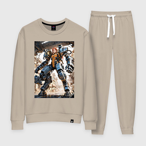 Женский костюм Девушка управляет огромным мехом / Миндальный – фото 1