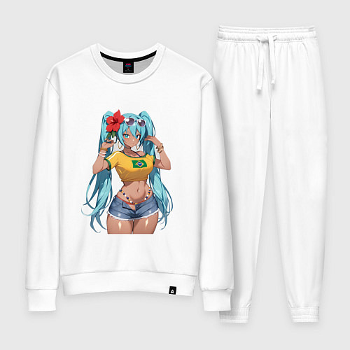 Женский костюм Miku Hatsune с цветком / Белый – фото 1