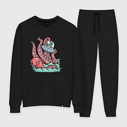 Костюм хлопковый женский Осьминог и НЛО, цвет: черный