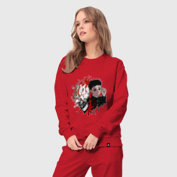 Костюм хлопковый женский Дандадан: Окарун, цвет: красный — фото 2