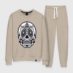 Костюм хлопковый женский Skull Mexico, цвет: миндальный