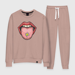 Костюм хлопковый женский Smiling lips, цвет: пыльно-розовый