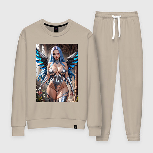 Женский костюм Девушка с киберимплантами крыльев / Миндальный – фото 1