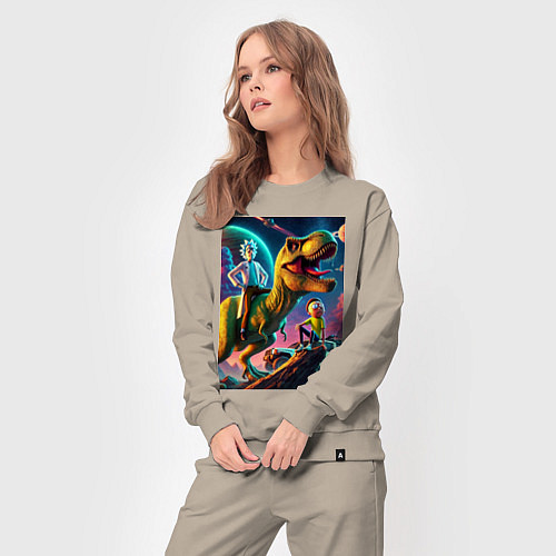 Женский костюм Приключения Рика и Морти на планете динозавров / Миндальный – фото 3