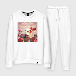 Костюм хлопковый женский Валентинин день, цвет: белый