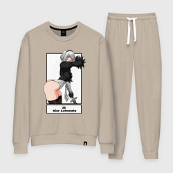 Костюм хлопковый женский 2B с катаной, цвет: миндальный