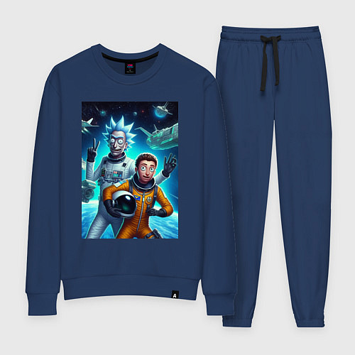 Женский костюм Космонавты Рик и Морти - нейроарт фантазия / Тёмно-синий – фото 1