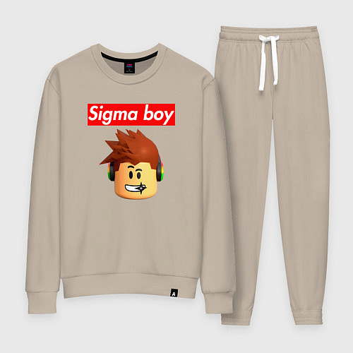 Женский костюм Sigma boy roblox head - мем Роблокс Сигма бой / Миндальный – фото 1