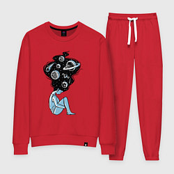 Костюм хлопковый женский Космическая девушка, цвет: красный