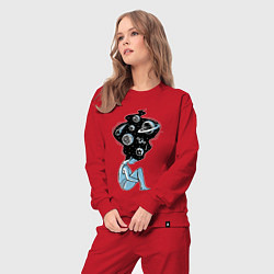 Костюм хлопковый женский Космическая девушка, цвет: красный — фото 2