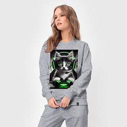 Костюм хлопковый женский Котёнок командный геймер - киберспорт, цвет: меланж — фото 2