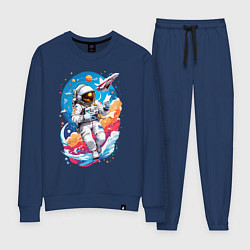 Костюм хлопковый женский Космонавт в небе, цвет: тёмно-синий