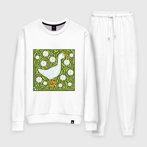 Женский костюм Гусь в ромашках / Белый – фото 1