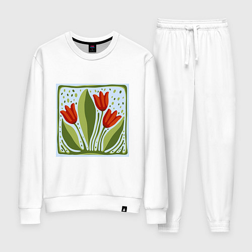 Женский костюм Цветущие тюльпаны / Белый – фото 1