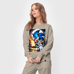 Костюм хлопковый женский Соник супер удар, цвет: миндальный — фото 2