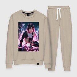 Костюм хлопковый женский Тифа Локхарт из Final Fantasy VII в стиле киберпан, цвет: миндальный