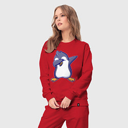 Костюм хлопковый женский Dab penguin, цвет: красный — фото 2