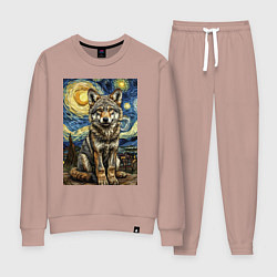 Костюм хлопковый женский Волчонок Ван Гог, цвет: пыльно-розовый