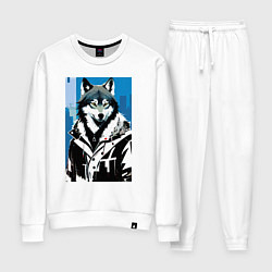 Женский костюм Волк в мегаполисе - нейроарт