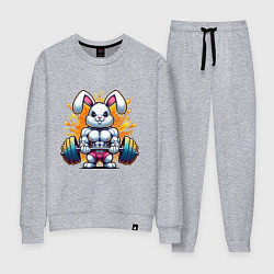 Костюм хлопковый женский Gym bunny barbell, цвет: меланж