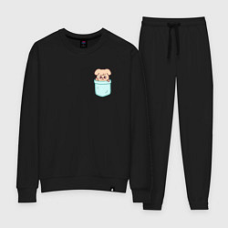 Костюм хлопковый женский PuppyM in pocket, цвет: черный