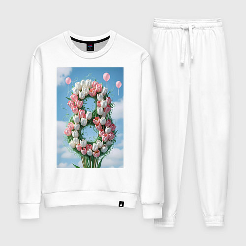 Женский костюм Тюльпаны к 8 марта / Белый – фото 1