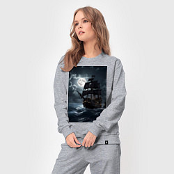 Костюм хлопковый женский Пиратский корабль в шторм, цвет: меланж — фото 2