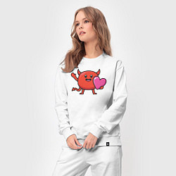 Костюм хлопковый женский Дьяволёнок с сердцем, цвет: белый — фото 2