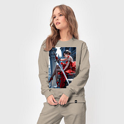 Костюм хлопковый женский Девушка в красном платье с мечем, цвет: миндальный — фото 2