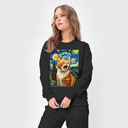 Костюм хлопковый женский Крик котика, цвет: черный — фото 2