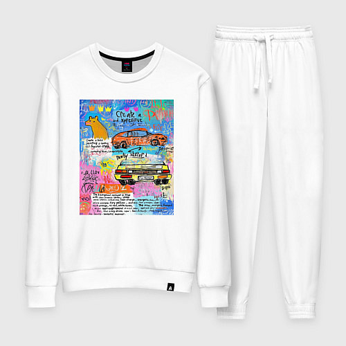 Женский костюм Принт в стиле Баския с машинами / Белый – фото 1