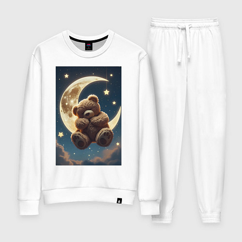 Женский костюм Плюшевый мишка сидит на Луне / Белый – фото 1