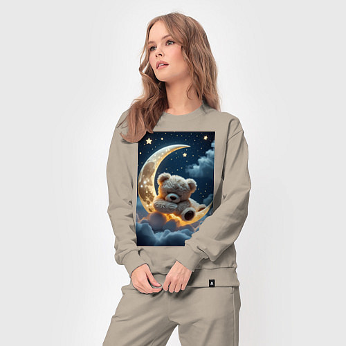 Женский костюм Плюшевый мишка сидит на Луне / Миндальный – фото 3