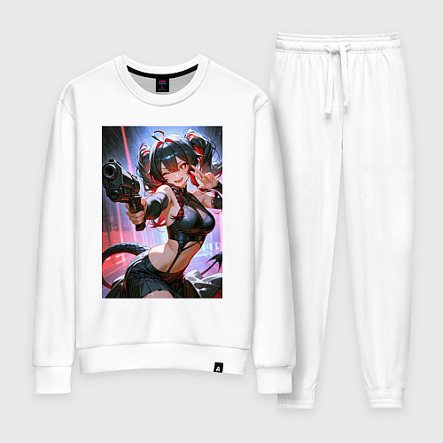 Женский костюм Девушка-демон с пистолетом / Белый – фото 1