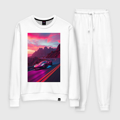 Женский костюм Суперкар едет по серпантину / Белый – фото 1