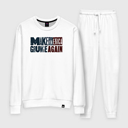 Костюм хлопковый женский Сделаем Америку гранжевой снова, цвет: белый
