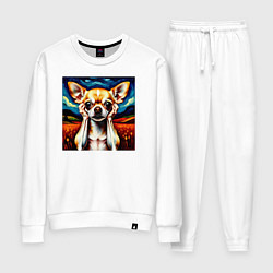 Костюм хлопковый женский Крик Чихуахуа в шоке, цвет: белый