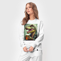 Костюм хлопковый женский Пивозавр с бокалом, цвет: белый — фото 2