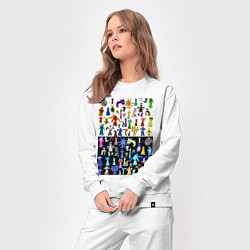 Костюм хлопковый женский Яркие монстрики на черно-белом фоне, цвет: белый — фото 2