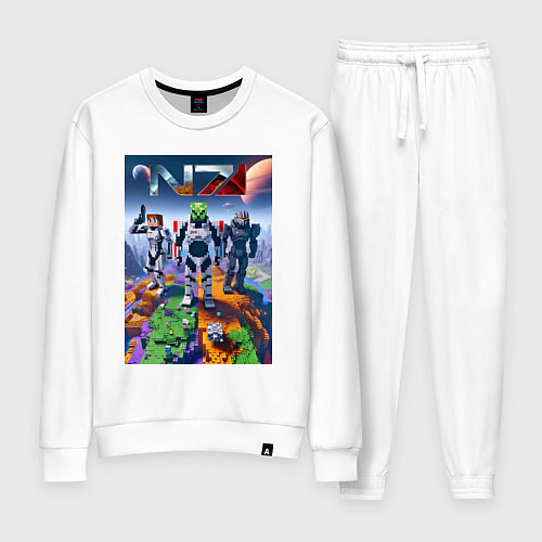 Женский костюм Mass effect and Minecraft - ai art collaboration / Белый – фото 1