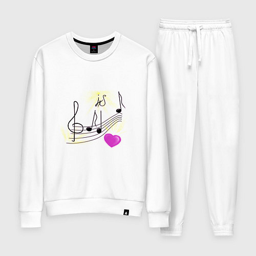 Женский костюм Музыка это моя любовь на светлом фоне / Белый – фото 1