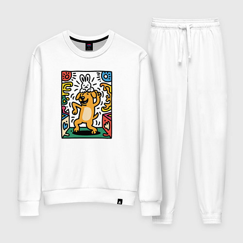 Женский костюм Собака в стиле комикса танцует / Белый – фото 1