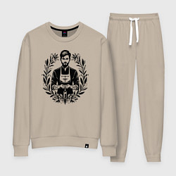 Костюм хлопковый женский Фармацевт в цветочном ореоле, цвет: миндальный