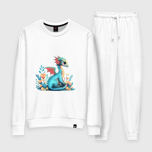 Женский костюм Бирюзовый дракон / Белый – фото 1