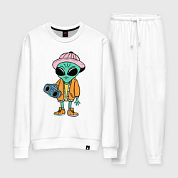 Костюм хлопковый женский Инопланетянин с магнитофоном, цвет: белый