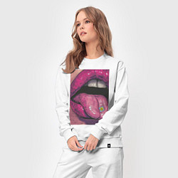 Костюм хлопковый женский Губы девушки рисунок, цвет: белый — фото 2