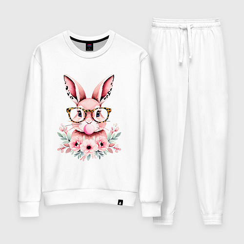 Женский костюм Розовая зайка с бубльгумом / Белый – фото 1