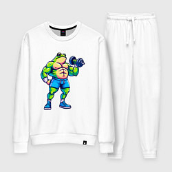 Костюм хлопковый женский Лягушонок с гантелью, цвет: белый